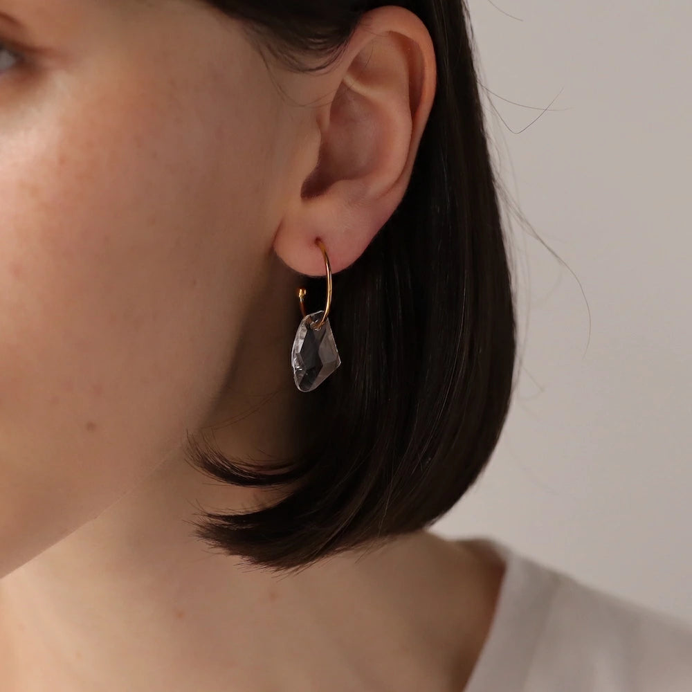 P417 stainless clear charm hoop pierce
