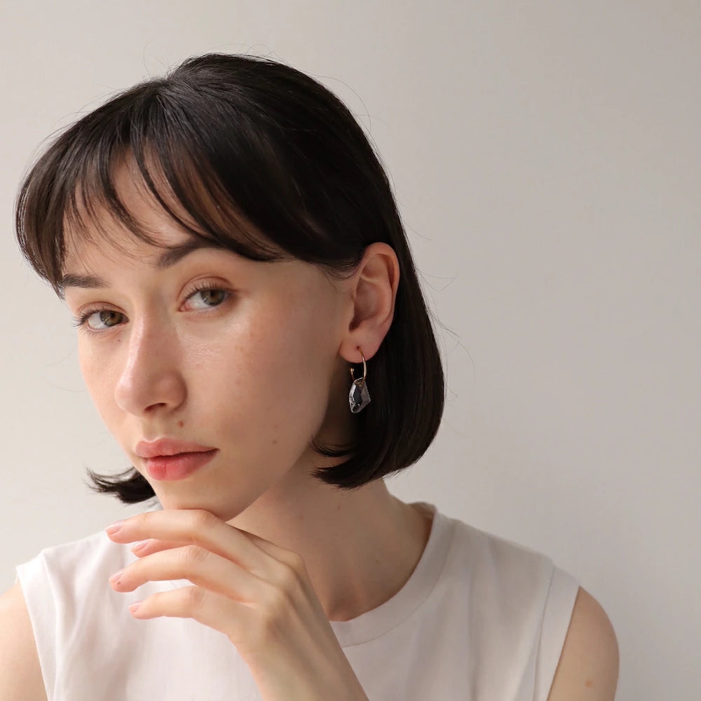 P417 stainless clear charm hoop pierce