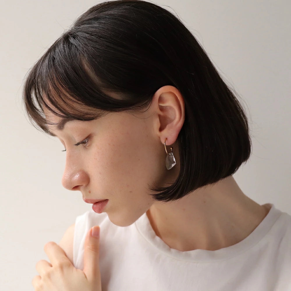 P417 stainless clear charm hoop pierce