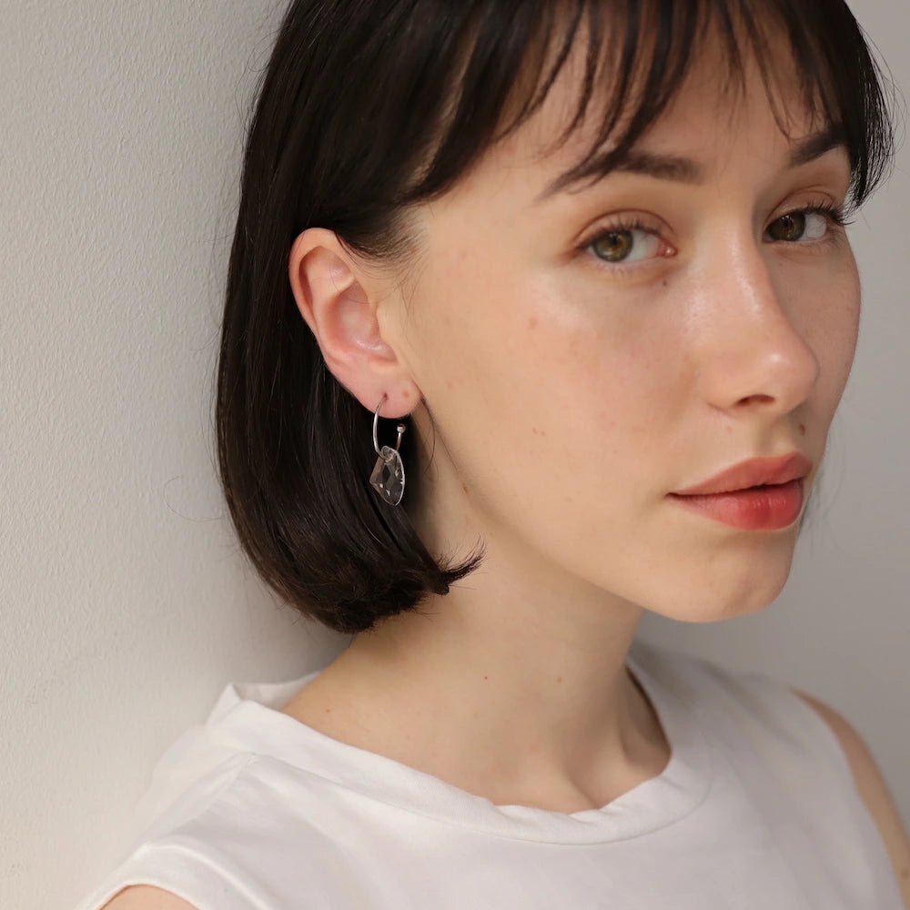 P417 stainless clear charm hoop pierce