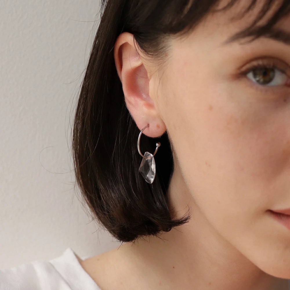 P417 stainless clear charm hoop pierce