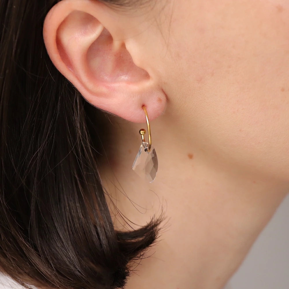 P417 stainless clear charm hoop pierce