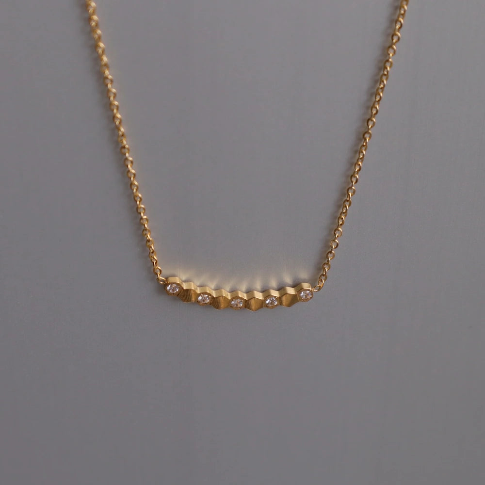 N223 stainless honeycomb line necklace
