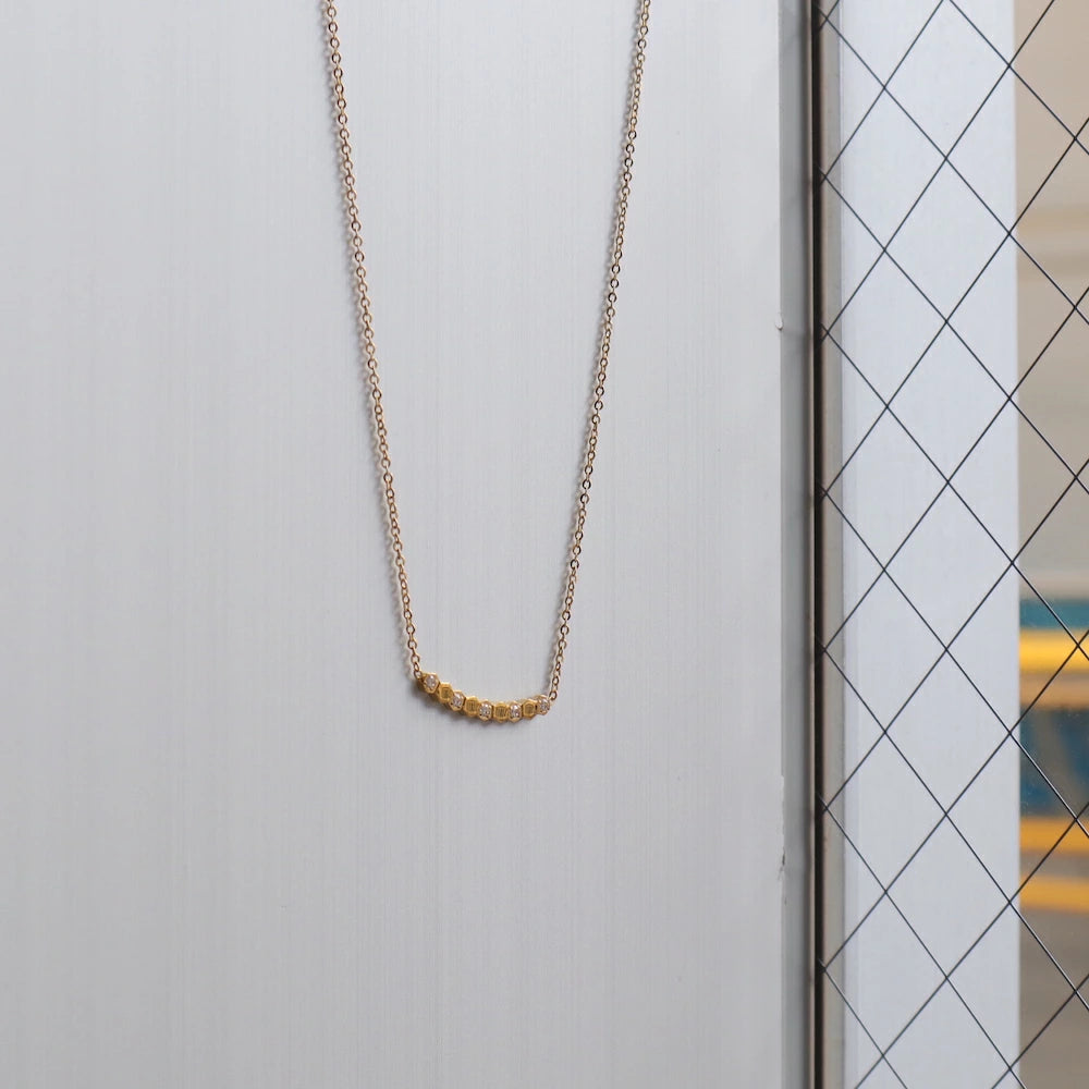 N223 stainless honeycomb line necklace