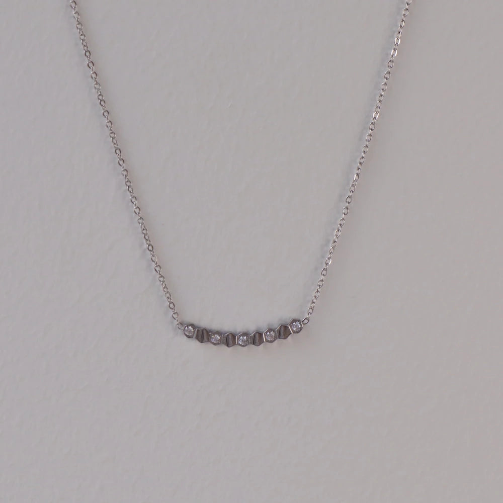 N223 stainless honeycomb line necklace