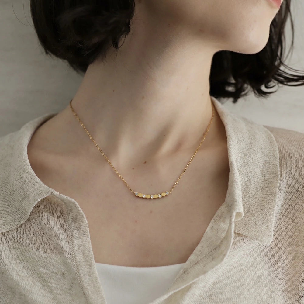 N223 stainless honeycomb line necklace