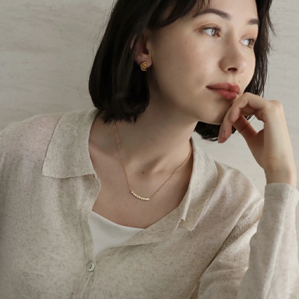 N223 stainless honeycomb line necklace