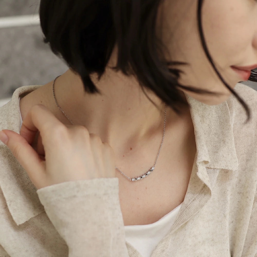N223 stainless honeycomb line necklace