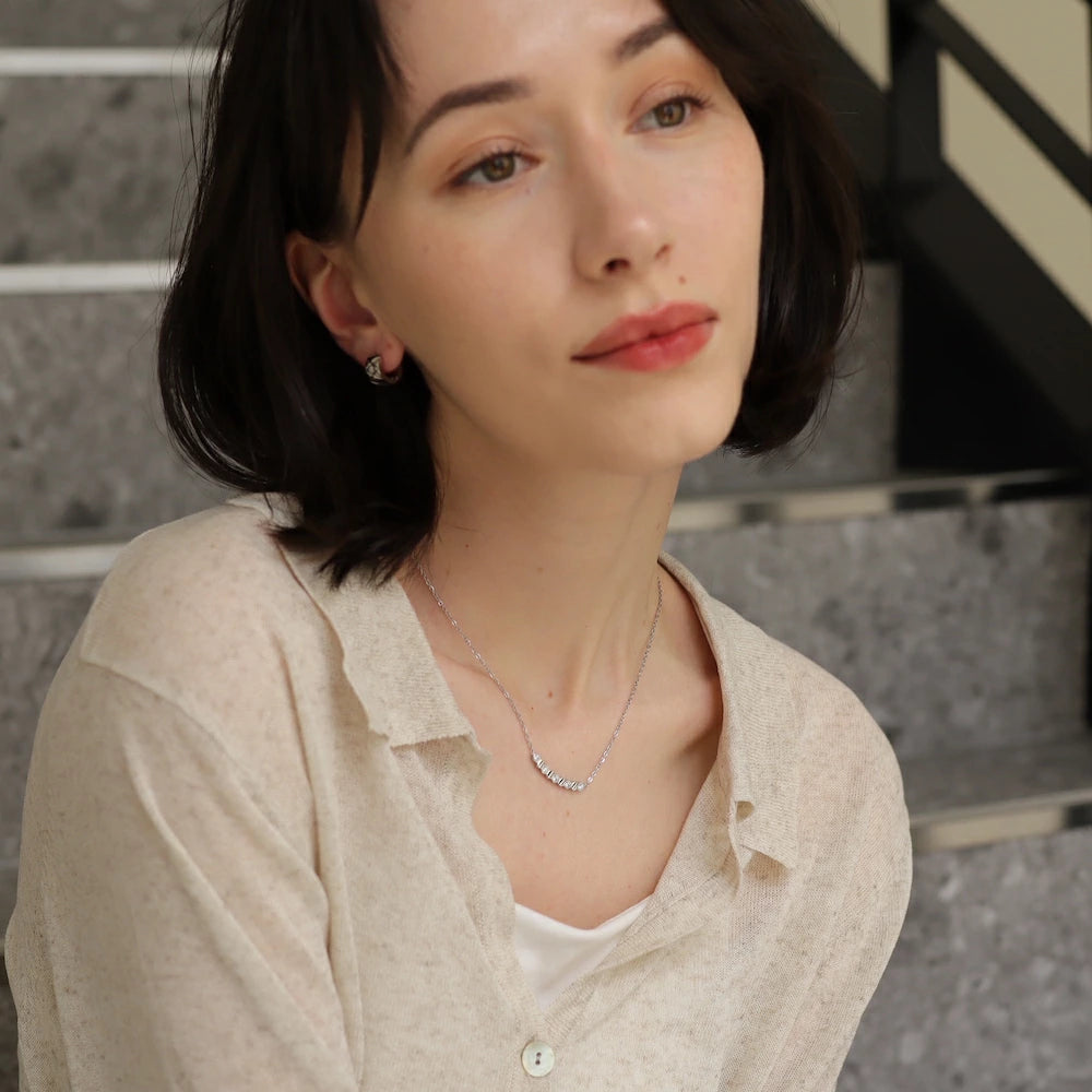 N223 stainless honeycomb line necklace