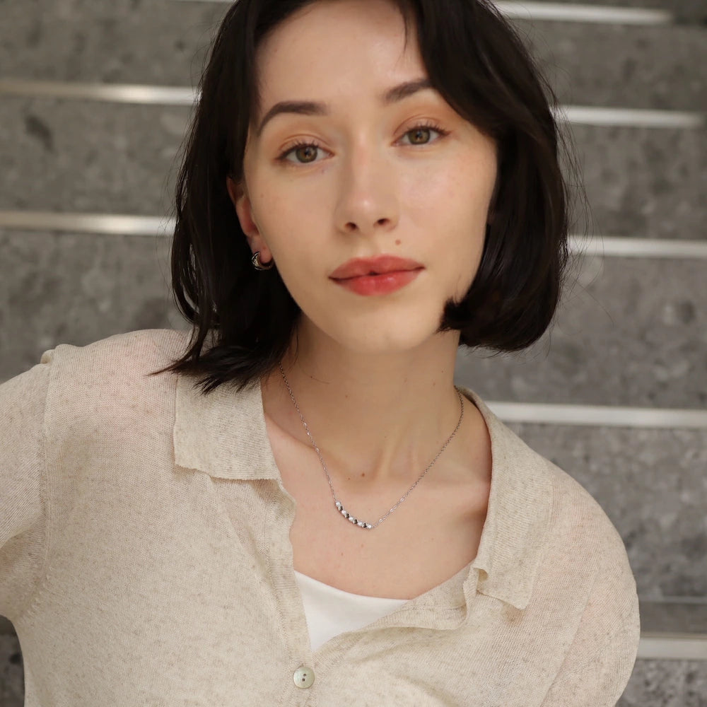 N223 stainless honeycomb line necklace