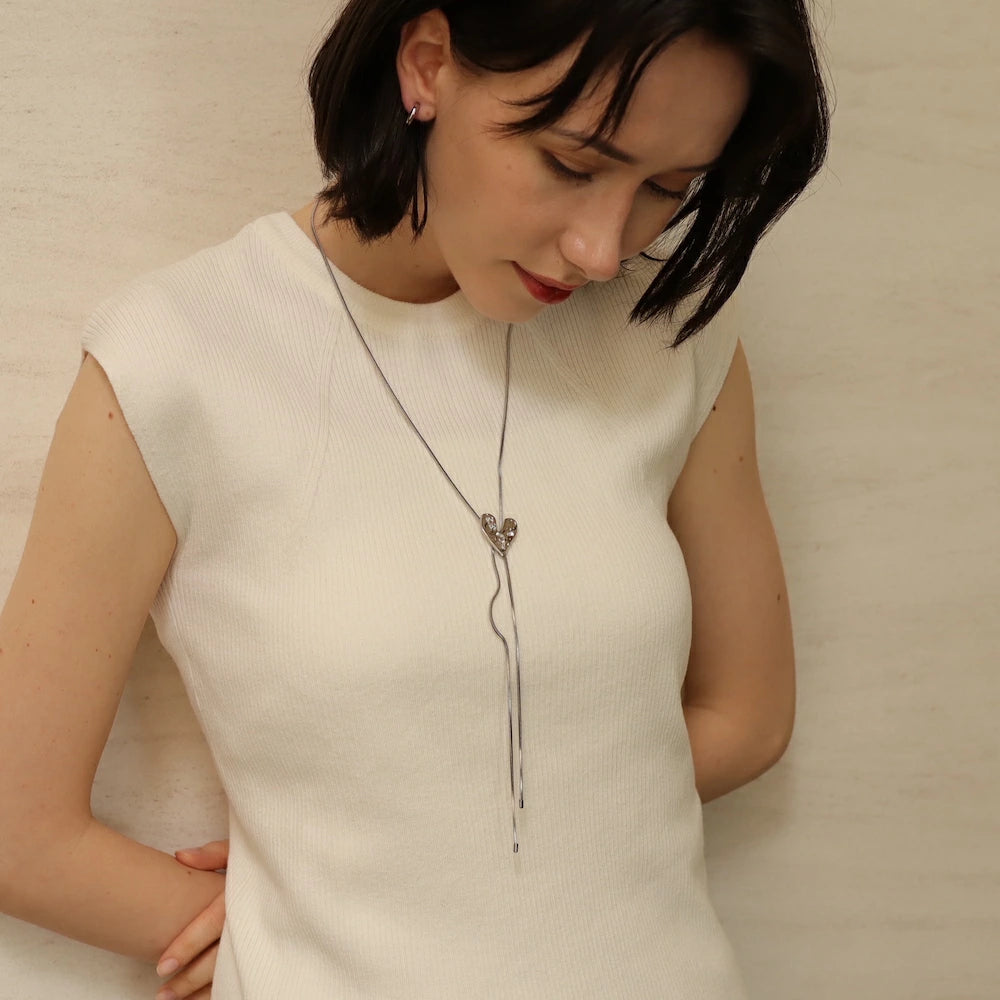 N224 stainless vintage like heart necklace