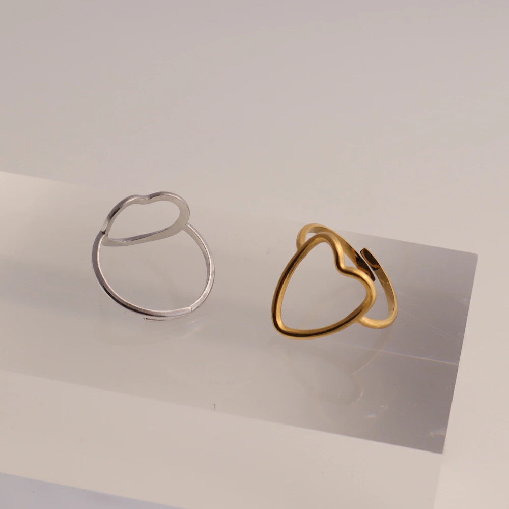 R069 stainless sizefree heart ring
