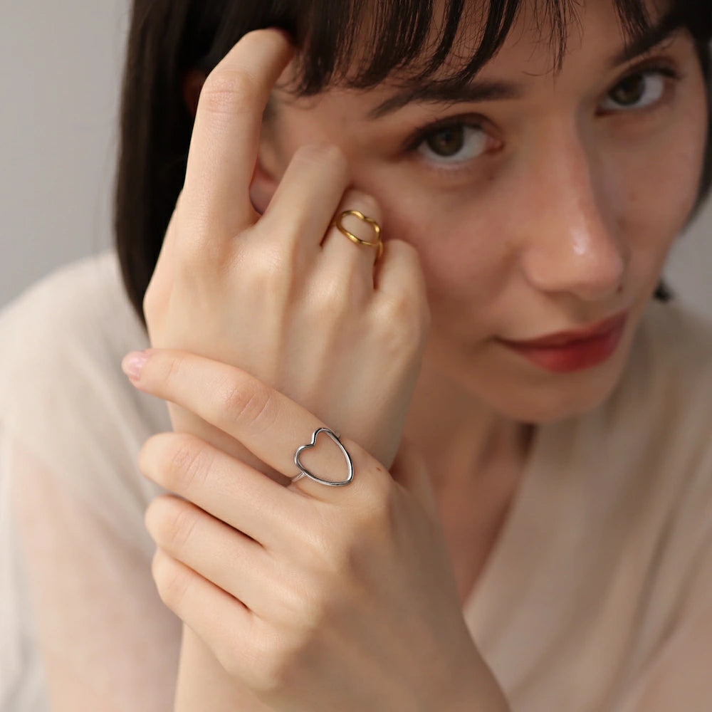 R069 stainless sizefree heart ring
