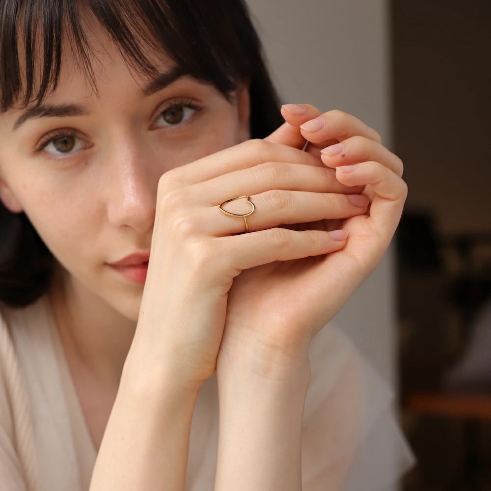 R069 stainless sizefree heart ring