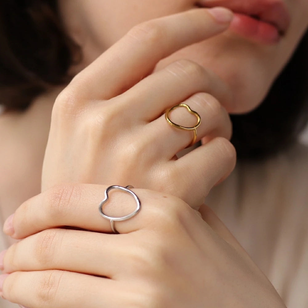 R069 stainless sizefree heart ring