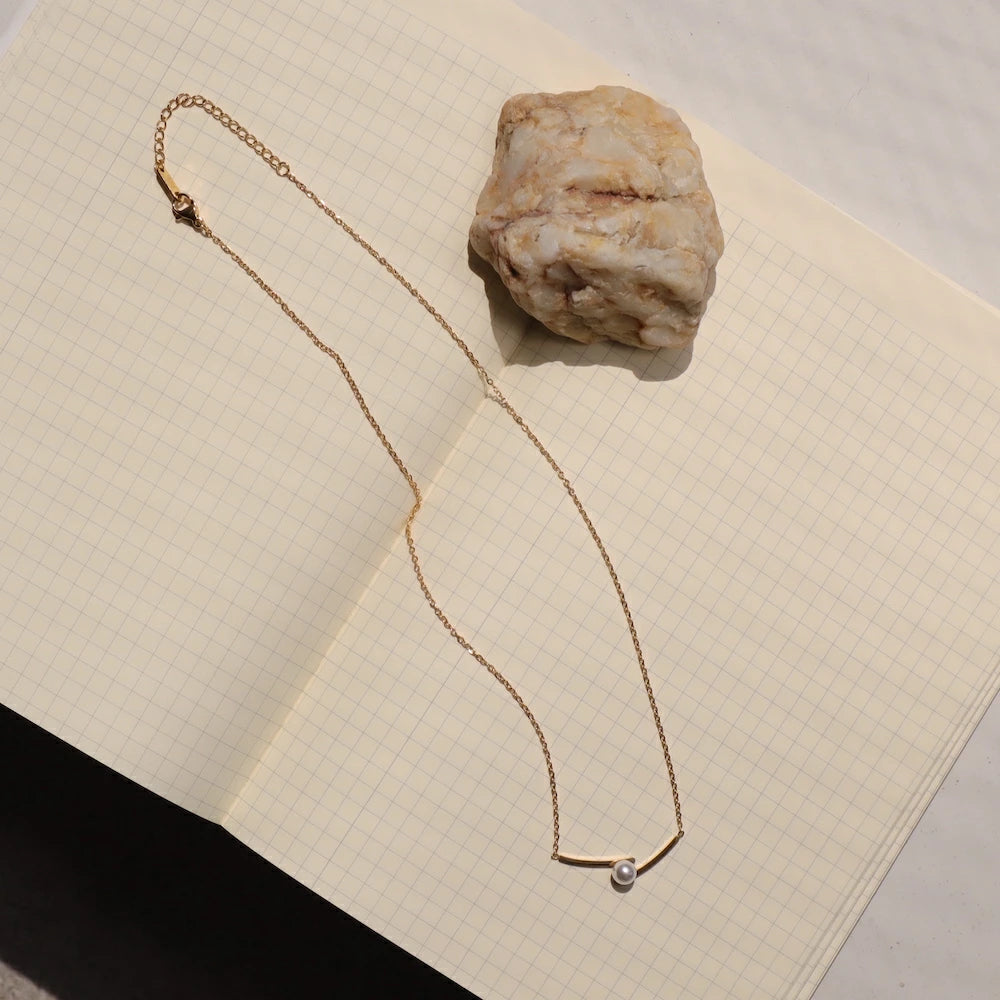N226 stainless pearl bar necklace
