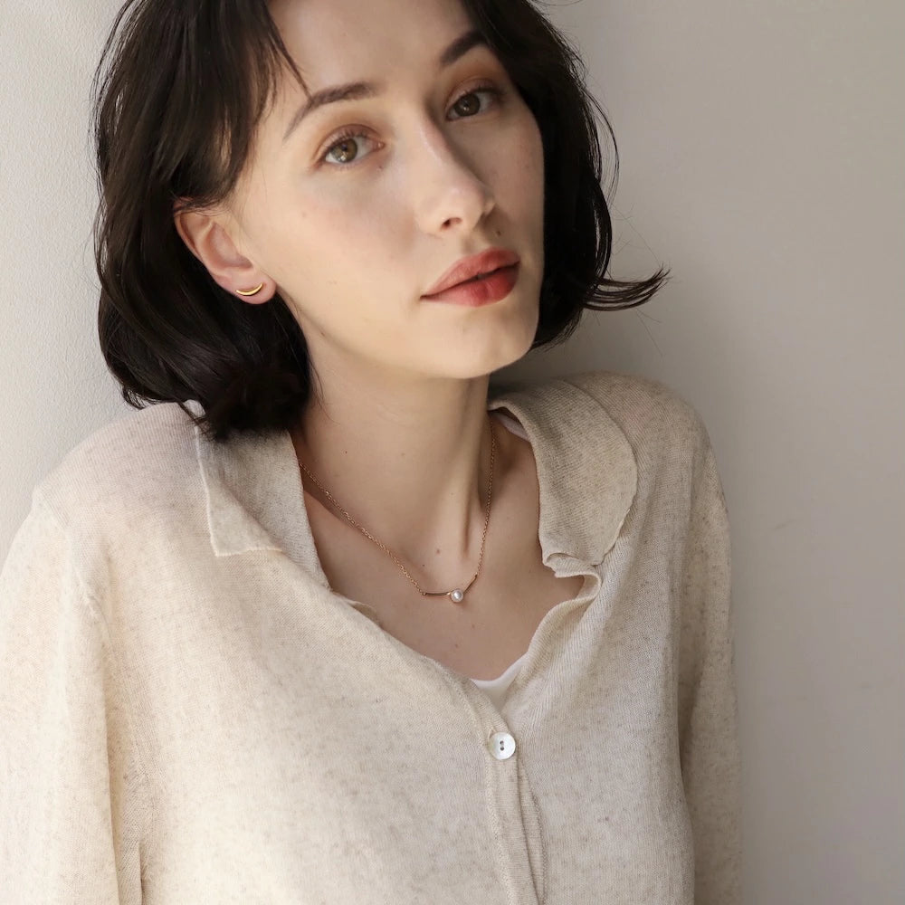 N226 stainless pearl bar necklace