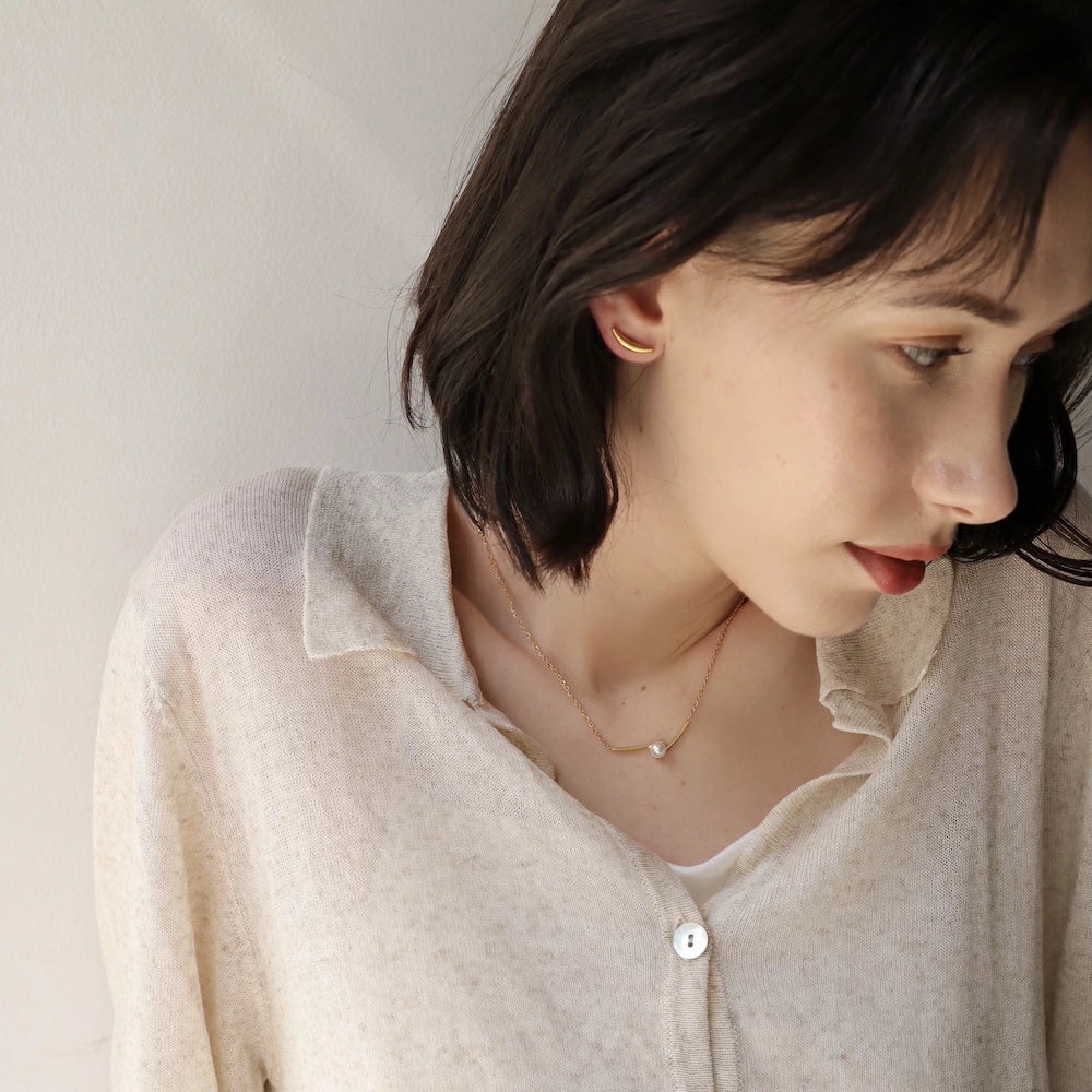 N226 stainless pearl bar necklace