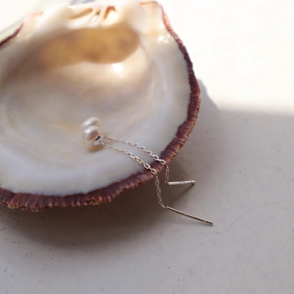 P431 silver925 pearl drop American pierce