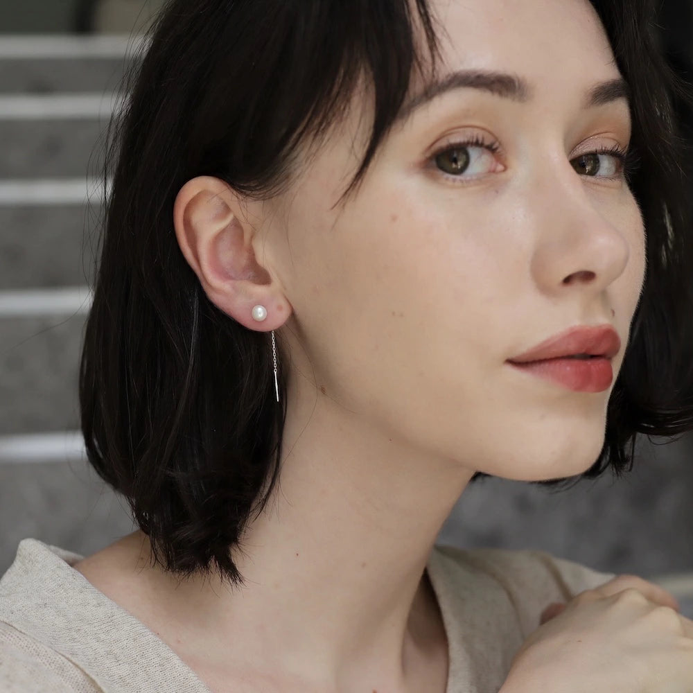P431 silver925 pearl drop American pierce