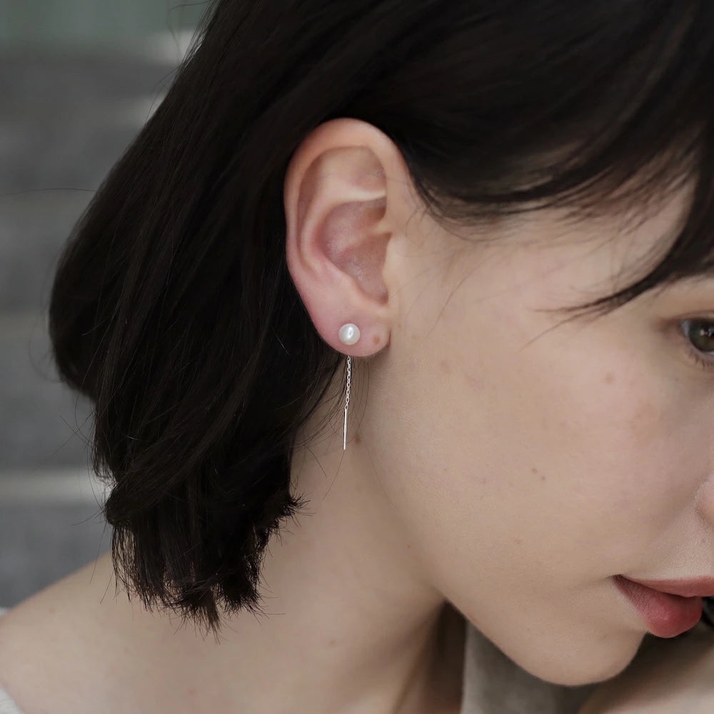 P431 silver925 pearl drop American pierce