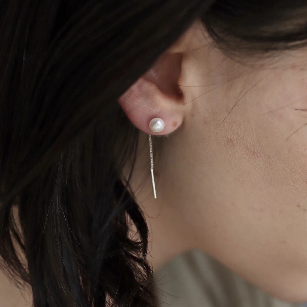 P431 silver925 pearl drop American pierce