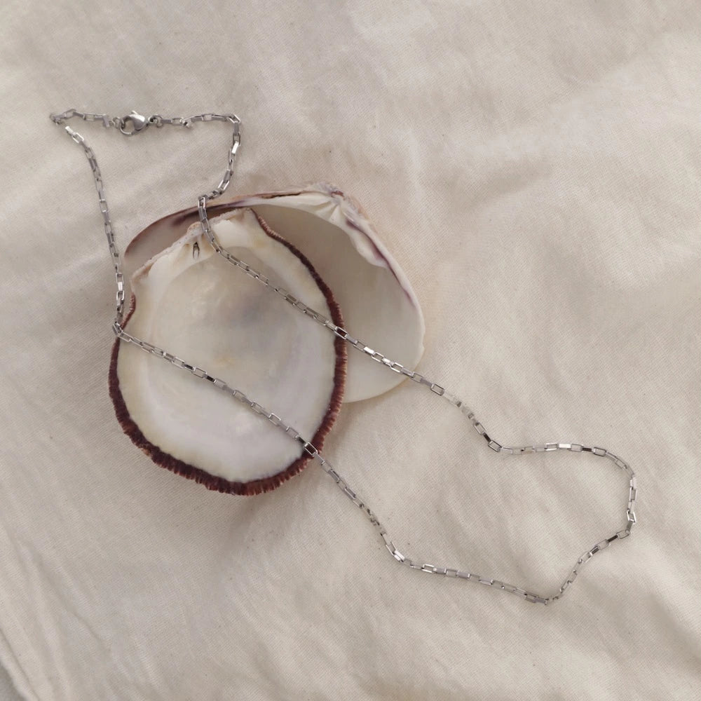N227 stainless 2way square chain necklace