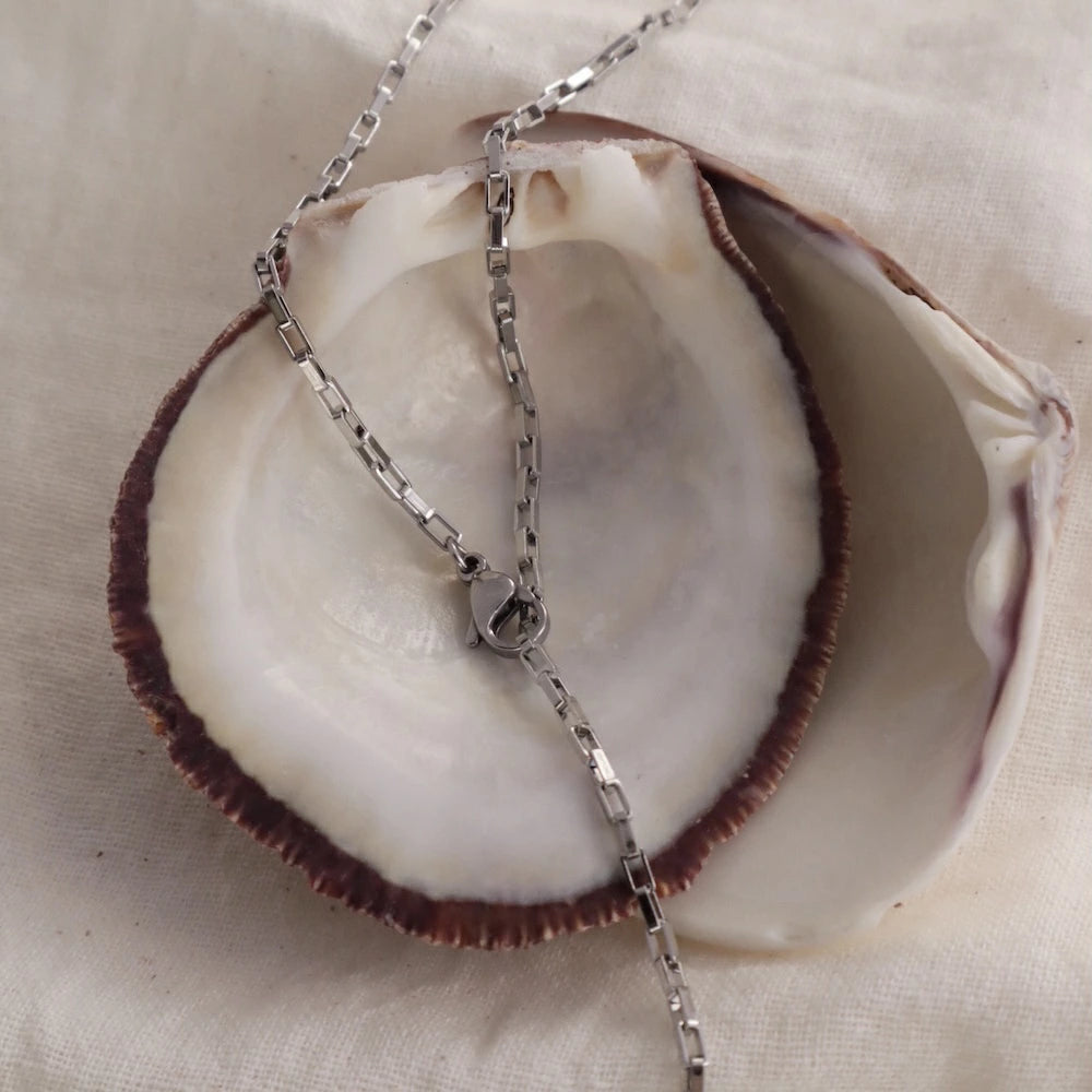 N227 stainless 2way square chain necklace
