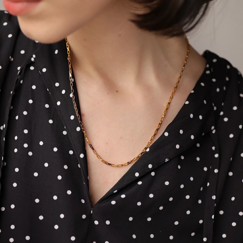 N227 stainless 2way square chain necklace