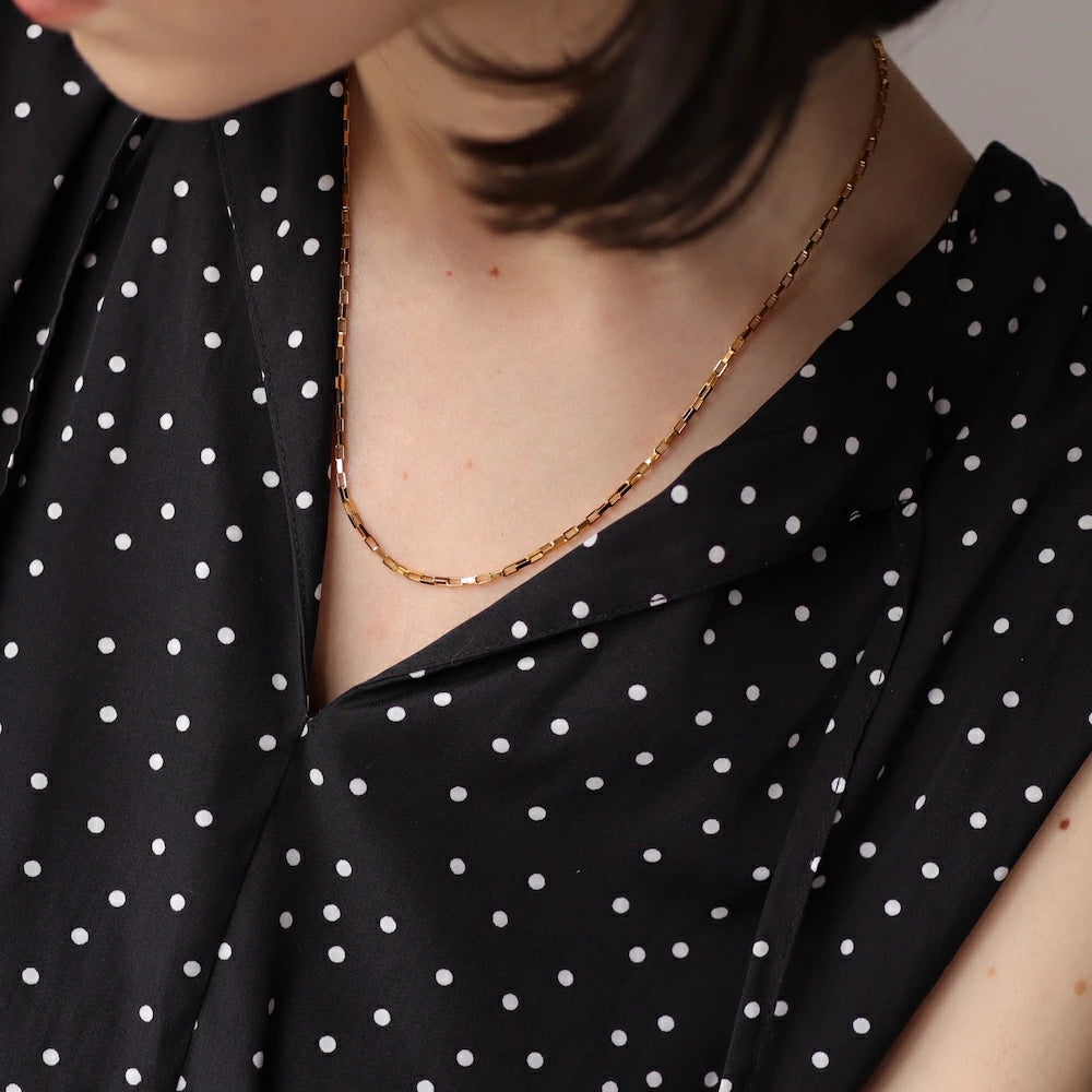 N227 stainless 2way square chain necklace