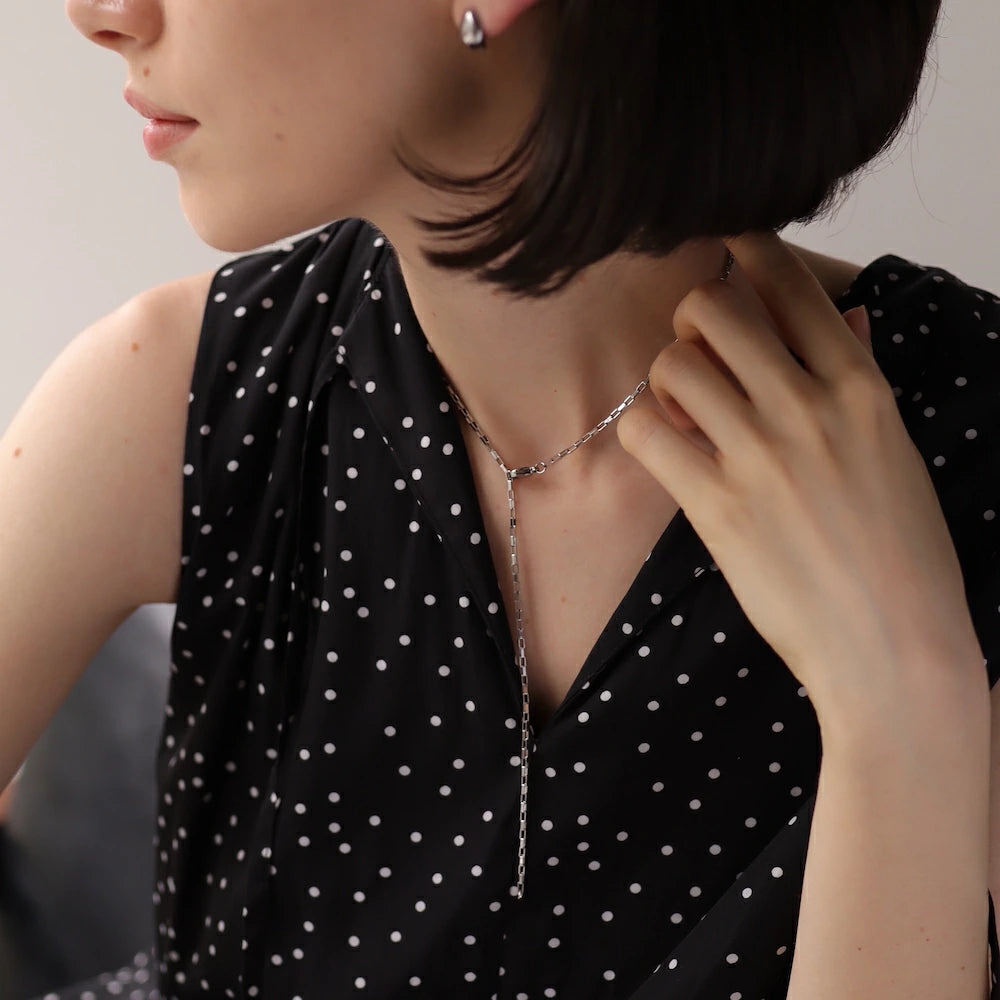 N227 stainless 2way square chain necklace