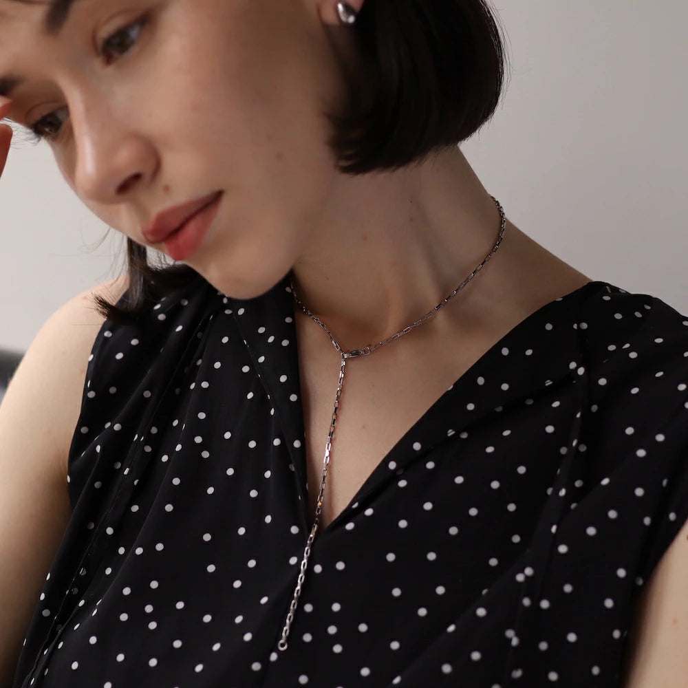 N227 stainless 2way square chain necklace