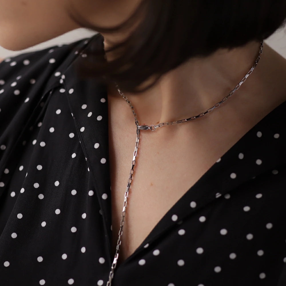 N227 stainless 2way square chain necklace