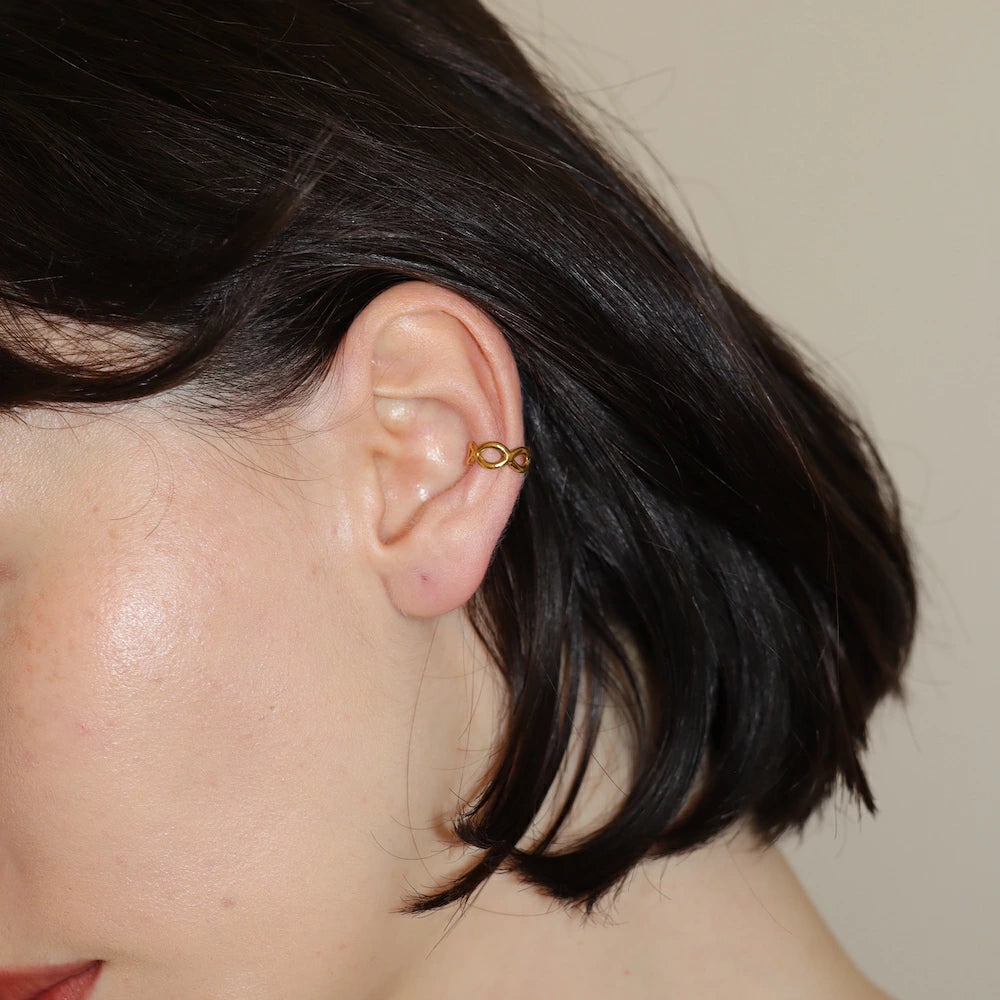 C041 stainless cross line ear cuff