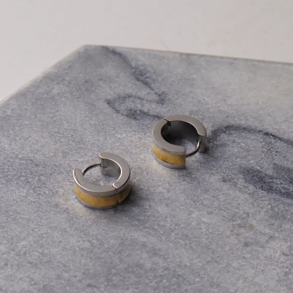 P439 stainless bi-color wide hoop pierce