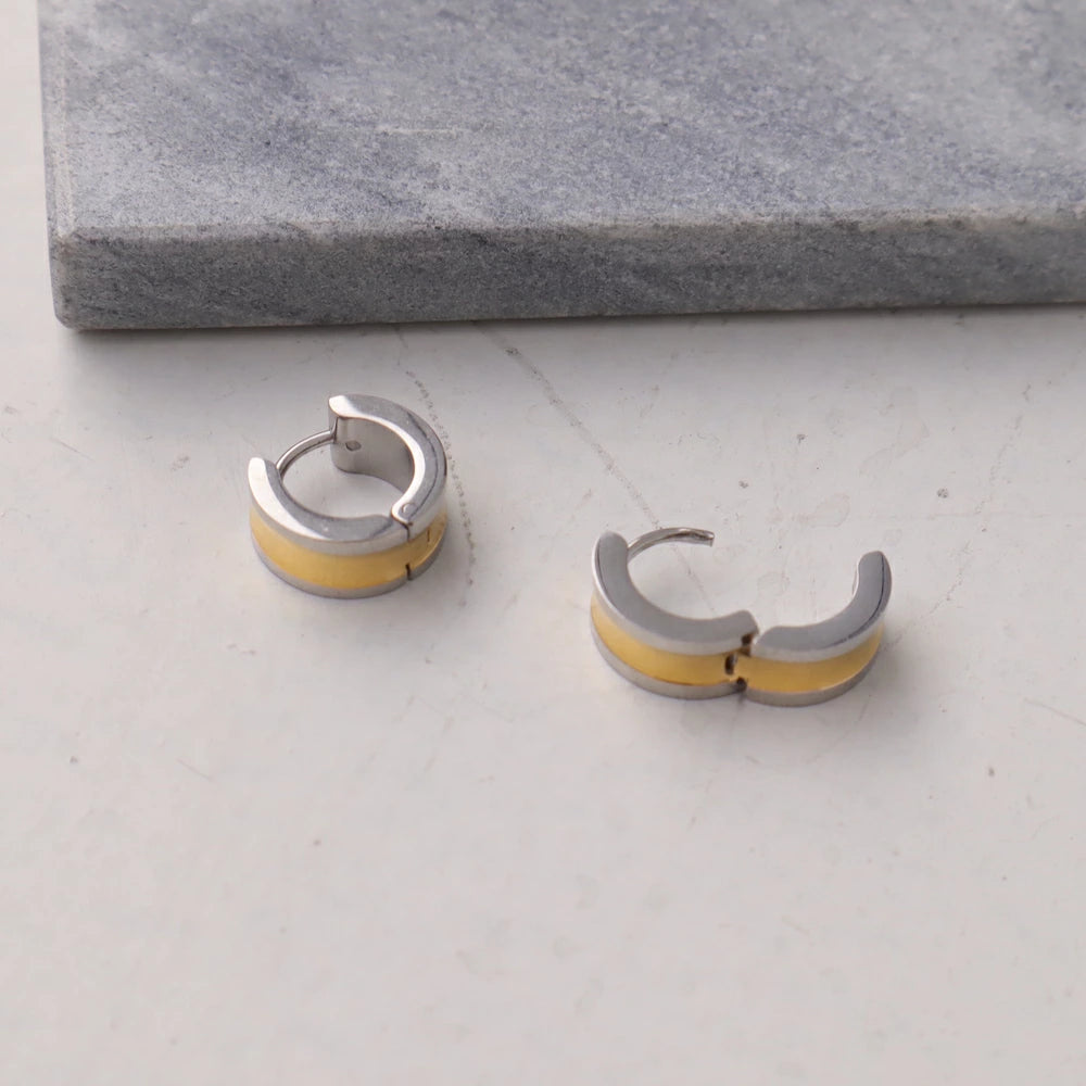 P439 stainless bi-color wide hoop pierce