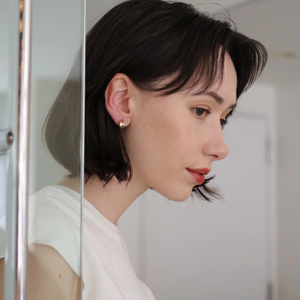 P439 stainless bi-color wide hoop pierce