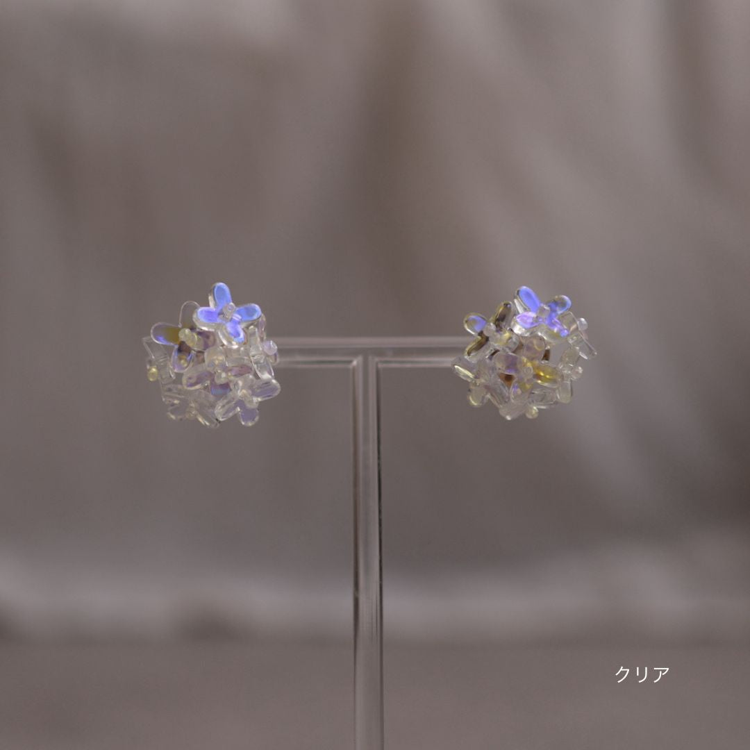P271 handmade clear flower bead statement pierce