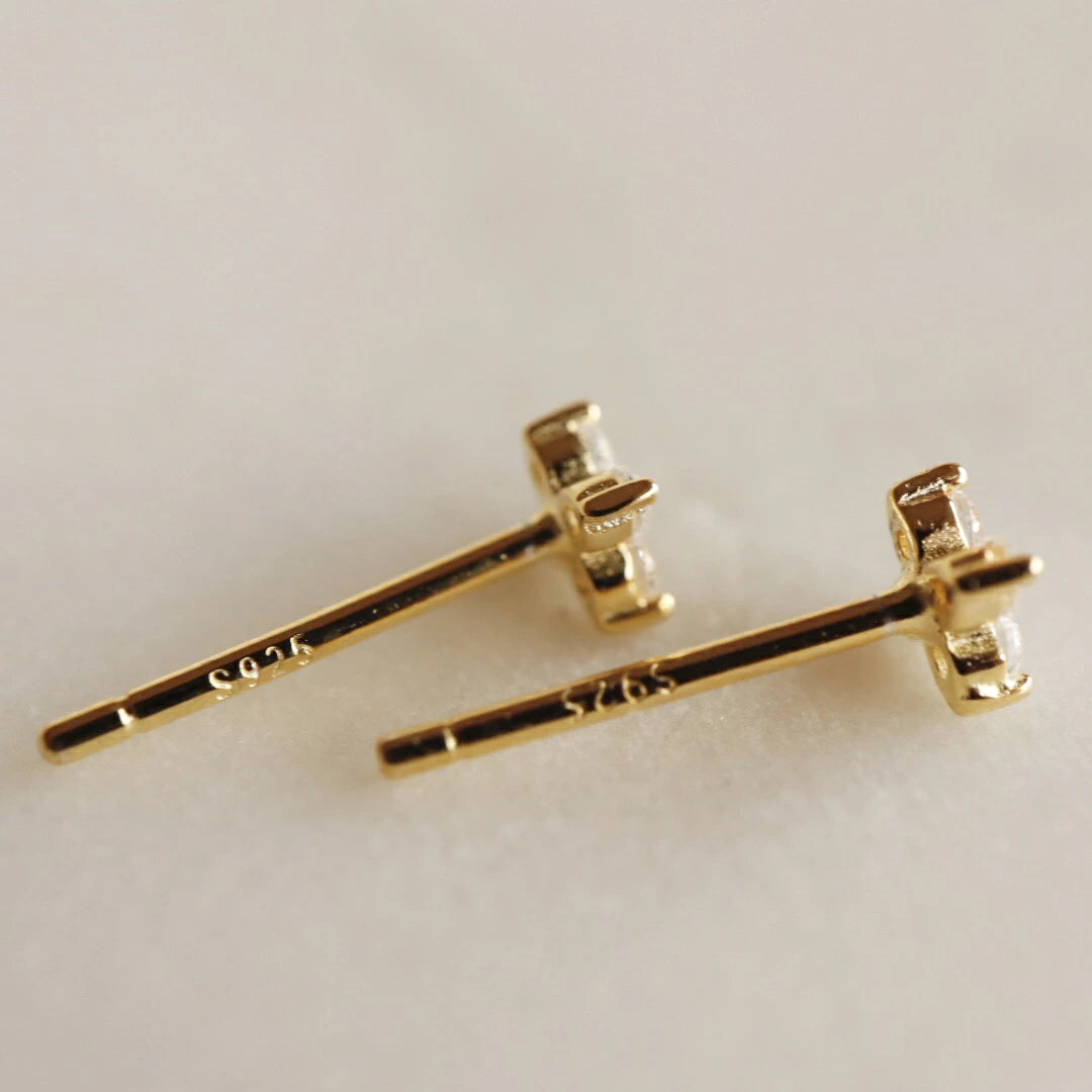 P091 silver925 zirconia flower minimum pierce