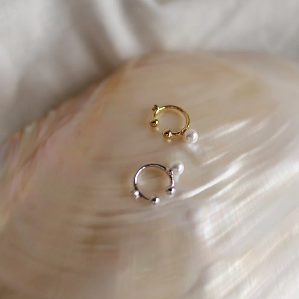 C024 silver925 tow-side pearl earcuff