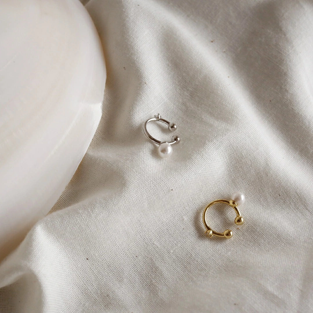 C024 silver925 tow-side pearl earcuff