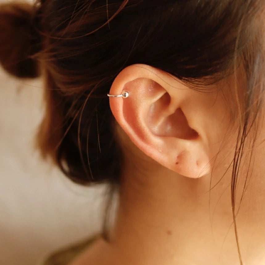 C055 silver925 ball minimum earcuff