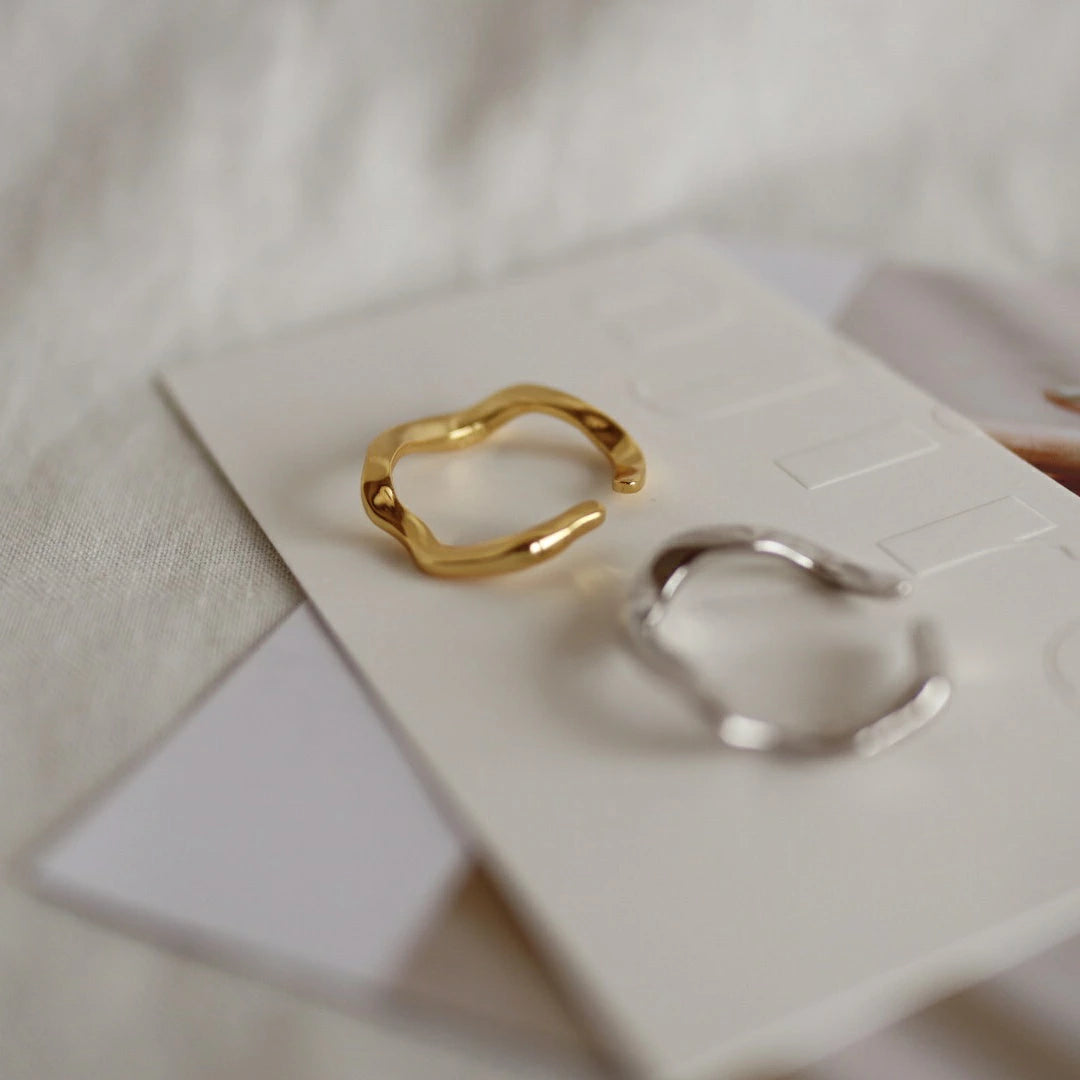 C132 silver925 wave earcuff ring