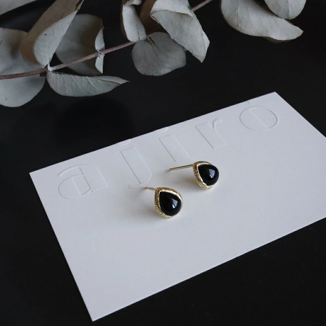 P140 silver925 onyx drop minimum pierce