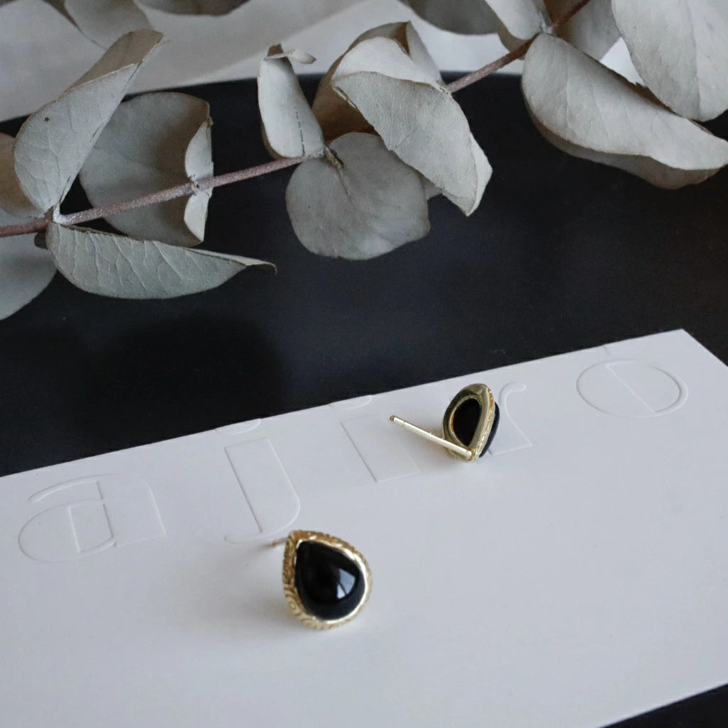 P140 silver925 onyx drop minimum pierce
