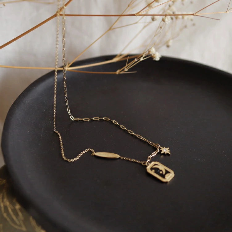 N033 stainless moon flame pendant