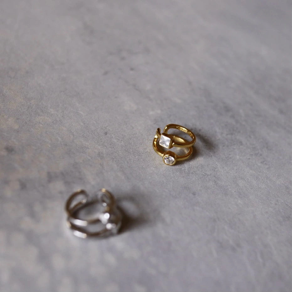 C039 silver925 dual zirconia earcuff
