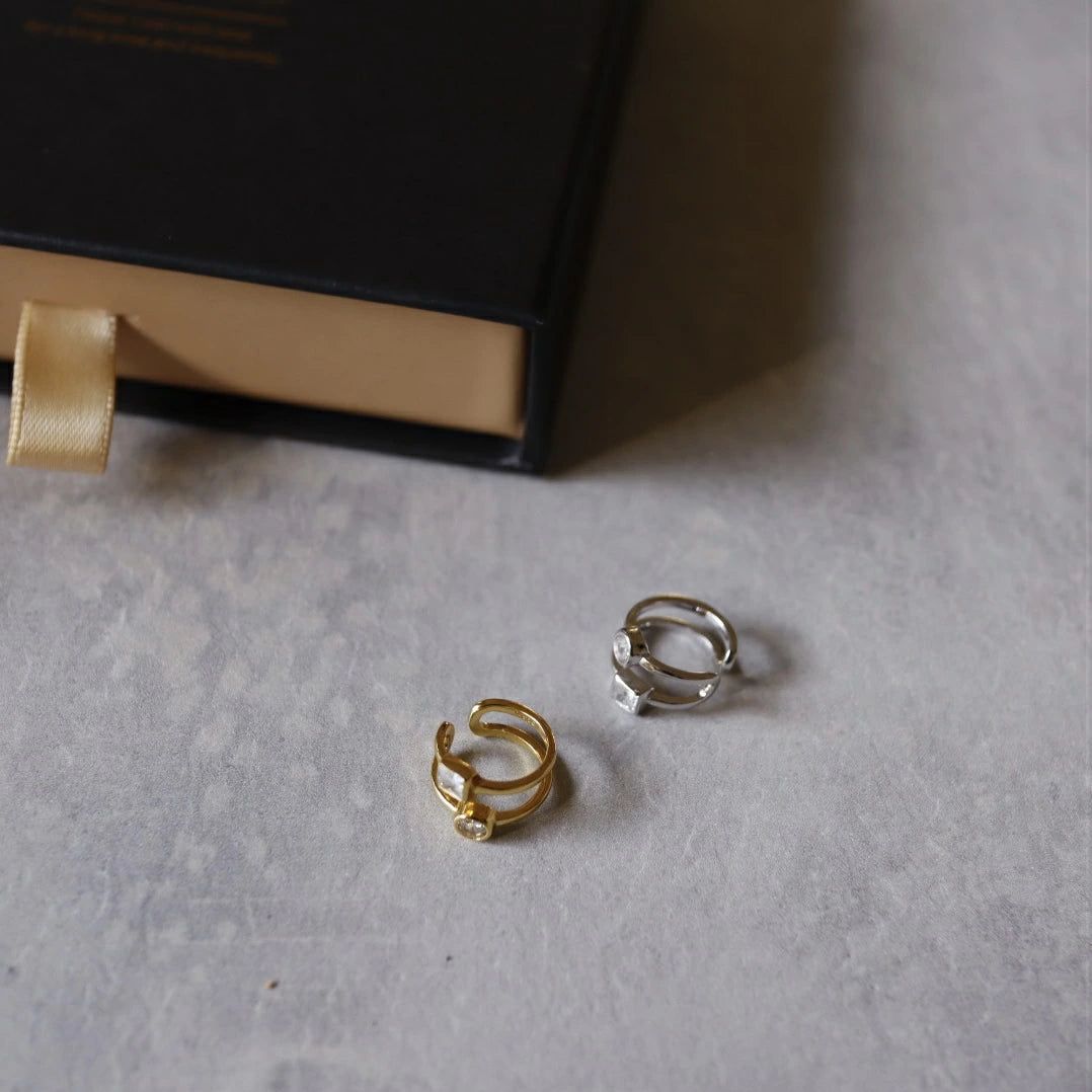 C039 silver925 dual zirconia earcuff