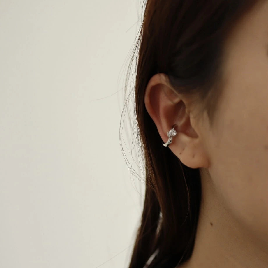 C046 silver925 drop zirconia earcuff