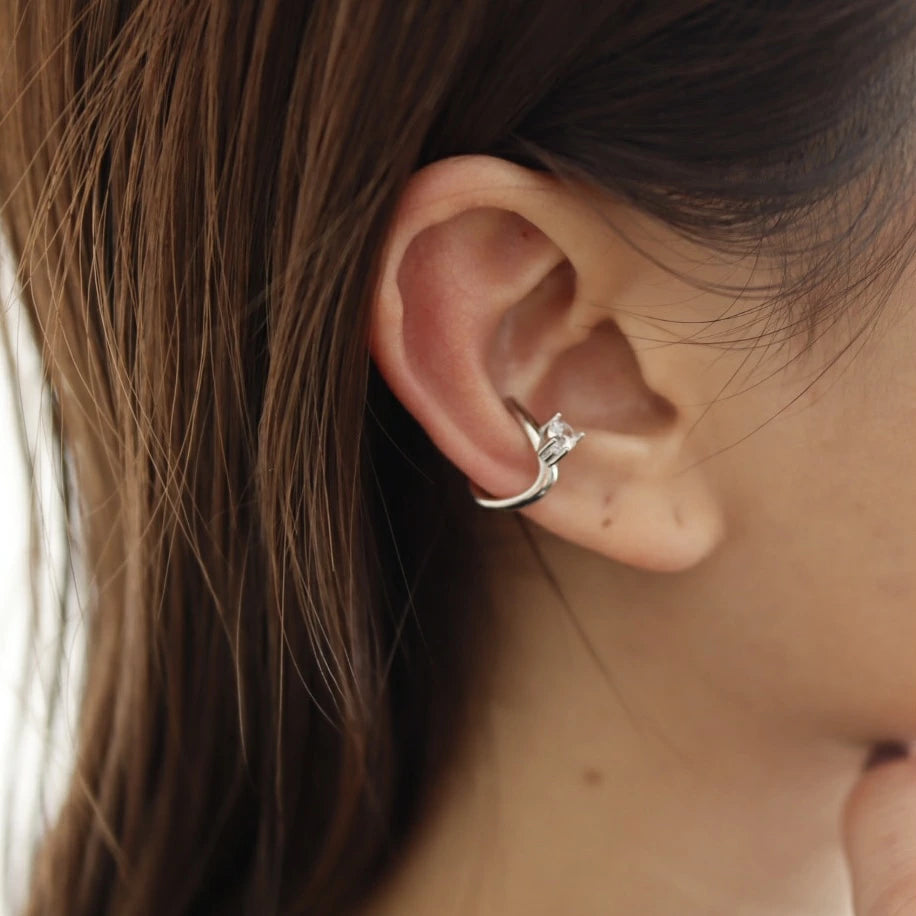 C046 silver925 drop zirconia earcuff